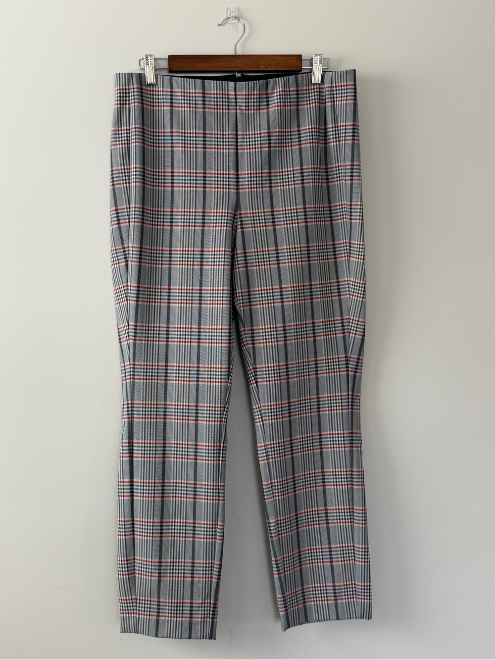 Rag & Bone Monet Plaid Cropped Pants Gray Red Blue Wool Blend Women’s 14